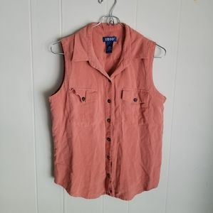 Sleeveless Button Up Blouse